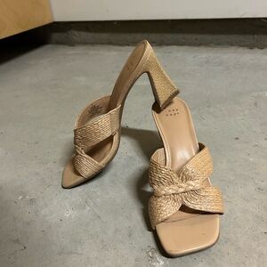 Women's Tan Woven Heeled Sandals